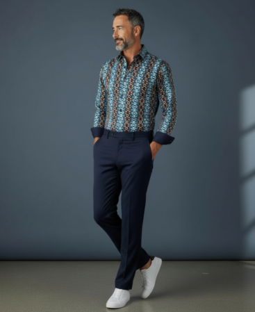 Mercerisierte Baumwolle Perfect Fit Hemd Modern, Geometrisch