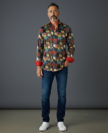 Mercerisierte Baumwolle Perfect Fit Hemd Mehrfarbig mit Paisleymuster