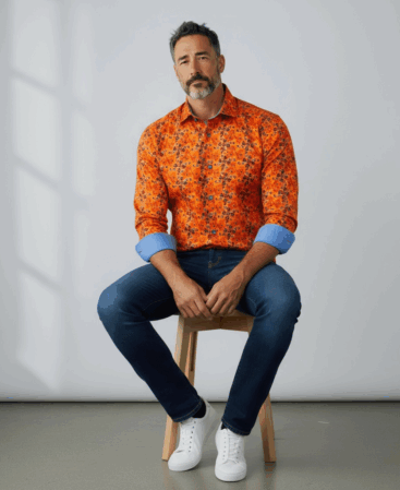 Exklusives Designer Hemd in Orange Pattern