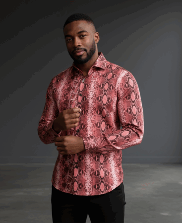 Exklusives Designer Hemd Schlangenprint in Rot