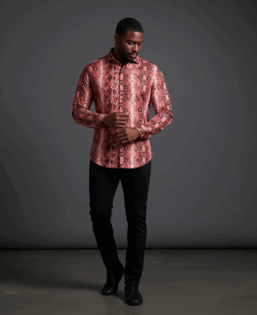 Exklusives Designer Hemd Schlangenprint in Rot