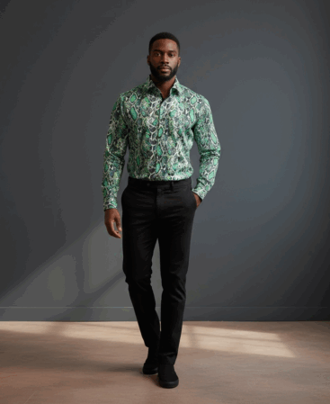 Exklusives Designer Hemd Schlangenprint in Grün