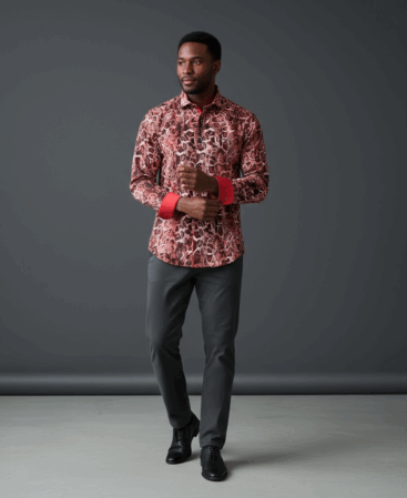 Exklusives Designer Hemd Schlangenprint in Rot