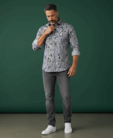 Exklusives Designer Hemd Silver Feathers