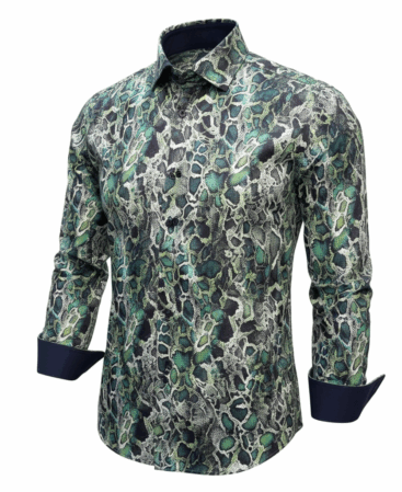 Exklusives Designer Hemd Schlangenprint in Grün