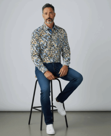 Exklusives Designer Hemd Geometric Mosaic