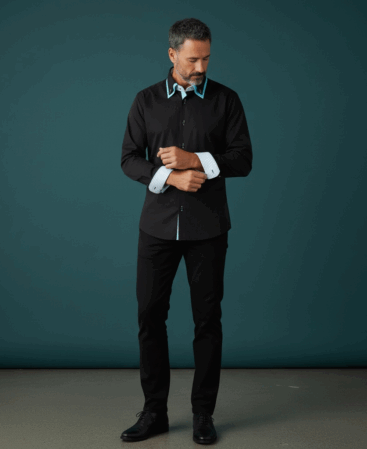 Exklusives Designer Hemd Black Azzurro Elite