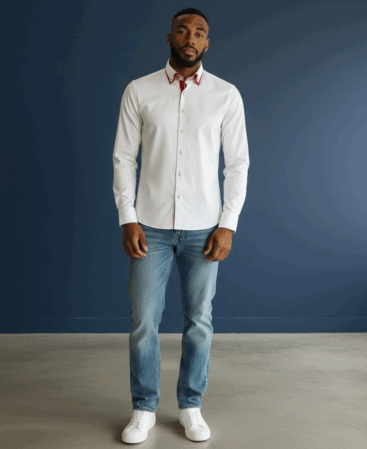 Exklusives Designer Hemd Bianco Rosso Eleganza