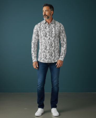 Exklusives Designer Hemd Silver Python