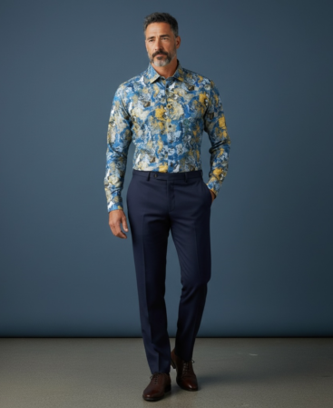 Exklusives Designer Hemd Golden Azure