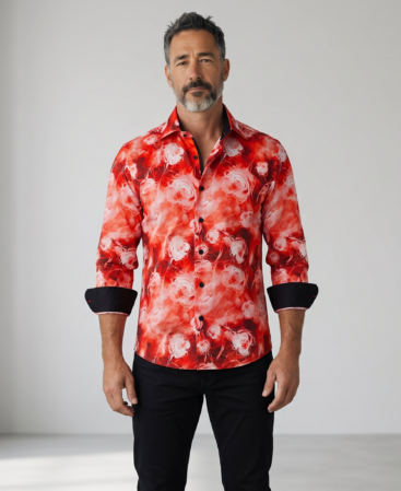 Exklusives Designer Hemd Massi Milano Rosso Amore