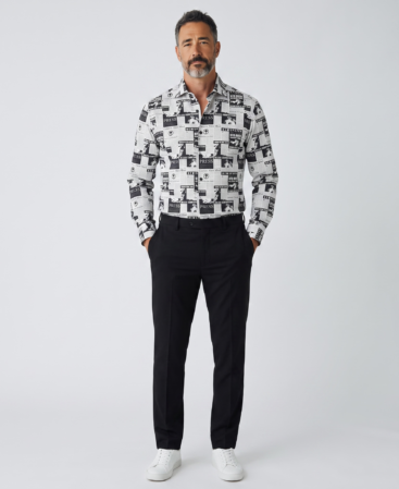 Exklusives Designer Hemd Massi Milano Newspaper Print