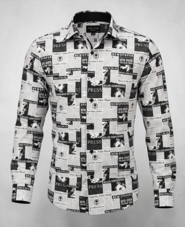 Exklusives Designer Hemd Massi Milano Newspaper Print